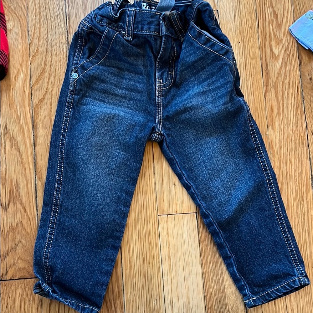 NWOT Osh Kosh straight leg jeans with adjustable waist, size 18M